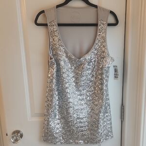Shimmering Silver Sequin Blouse